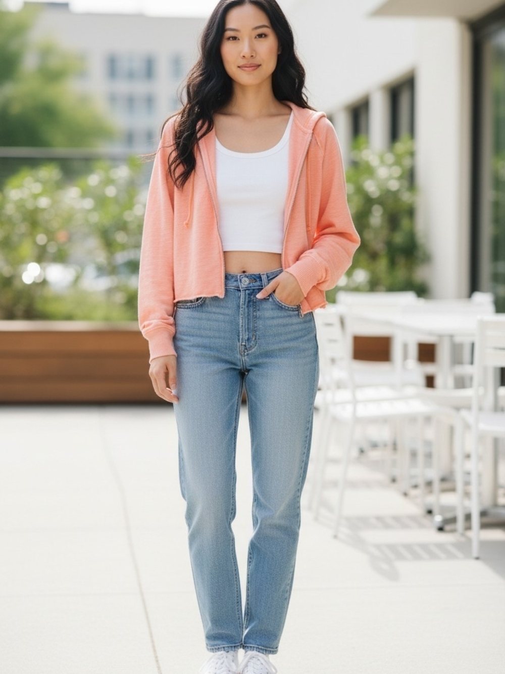 PINK Victoria’s Secret Women’s L Coral Peach Full Zip Hoodie Lightweight 2023 - Picture 5 of 7